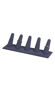 5-Finger Slate Blue Faux Suede Ring Display 5-Finger Slate Blue Faux Suede Ring Display
