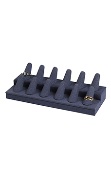 12-Finger Slate Blue Faux Suede Ring Display 12-Finger Slate Blue Faux Suede Ring Display