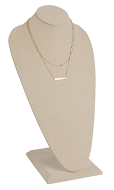 Tall Khaki Faux Suede Necklace Display Tall Khaki Faux Suede Necklace Display