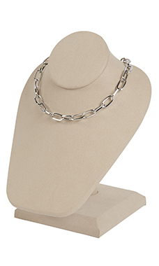 Khaki Faux Suede Necklace Display on Stand Khaki Faux Suede Necklace Display on Stand
