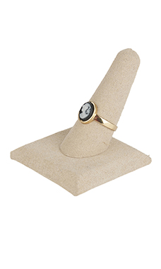 Single Finger Khaki Faux Suede Ring Display