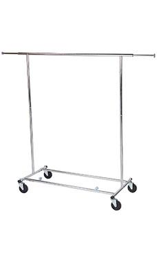 Economy Chrome Single-Rail Collapsible Salesman Clothing Rack Economy Chrome Single-Rail Collapsible Salesman Clothing Rack