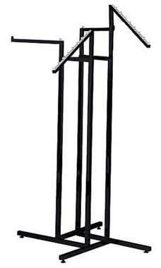 Black 4-Way Garment Racks with 2 Straight Arms & 2 Slant Arms