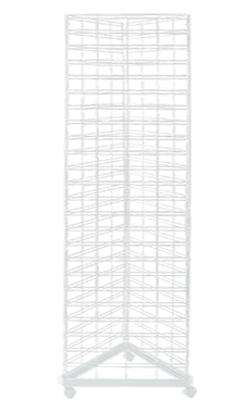White Triangle Slat Grid Tower with Base & Casters - 6.5' White Triangle Slat Grid Tower with Base & Casters - 6.5'