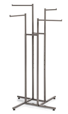 4-way Raw Steel Clothing Racks with Straight Arms 4-way Raw Steel Clothing Racks with Straight Arms