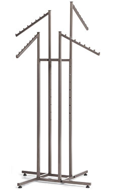4-way Raw Steel Clothing Racks with Slant Arms
