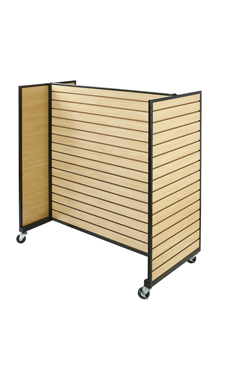 Maple Metal Framed Rolling Slatwall Gondolas without shelves Maple Metal Framed Rolling Slatwall Gondolas without shelves