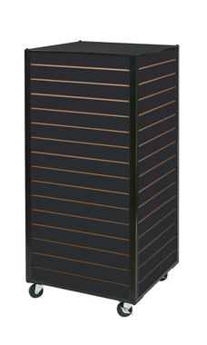 Black Framed Rolling Slatwall Tower