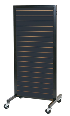 Black Metal Framed Rolling Slatwall Merchandiser Black Metal Framed Rolling Slatwall Merchandiser