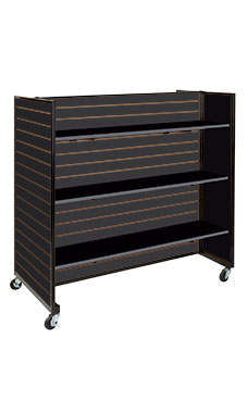 Black Metal Framed Rolling Slatwall Gondolas with 6 Shelves