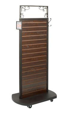 Boutique Vintage Dark Walnut Slatwall Rolling Merchandiser