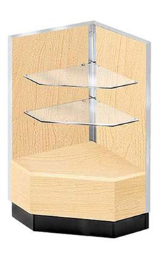 Maple 90 Degree Corner Display Case Metal Framed