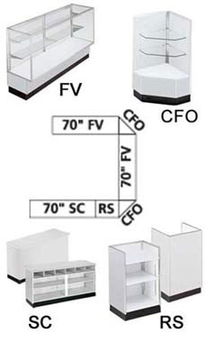 Gray Metal Framed Display Cases - Service Counters Gray Metal Framed Display Cases - Service Counters