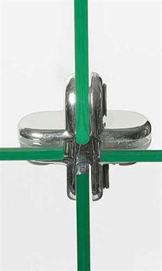 4-Way Metal Cube Clips for Tempered Glass Panels 4-Way Metal Cube Clips for Tempered Glass Panels