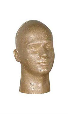 Head Form Styrofoam Male Mannequins - Suntan Head Form Styrofoam Male Mannequins - Suntan