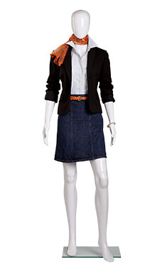 Female Glossy White Plastic Mannequin Pose 1 Female Glossy White Plastic Mannequin Pose 1
