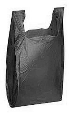 Black 11 ½” x 6" x 21" Plastic T-Shirt Bags with Handles Black 11 ½” x 6" x 21" Plastic T-Shirt Bags with Handles