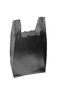 Black 8" x 5" x 16" Plastic T-Shirt Bags with Handles Black 8" x 5" x 16" Plastic T-Shirt Bags with Handles