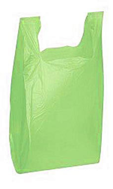 Green 11 ½” x 6" x 21" Plastic T-Shirt Bags with Handles Green 11 ½” x 6" x 21" Plastic T-Shirt Bags with Handles