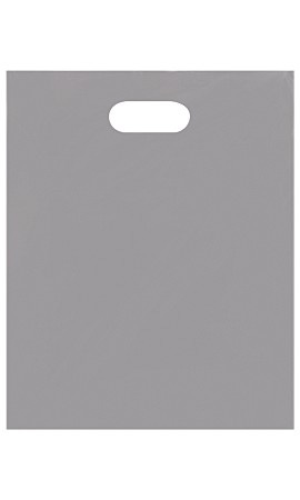 Low-Density Gray Plastic Merchandise Bags - 12" x 15"