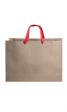 Large Kraft Premium Folded Top Paper Bags Red Ribbon Handles