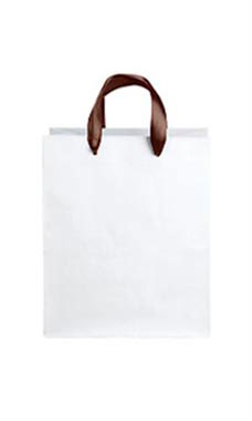 Medium White Premium Folded Top Paper Bags Brown Ribbon Handles