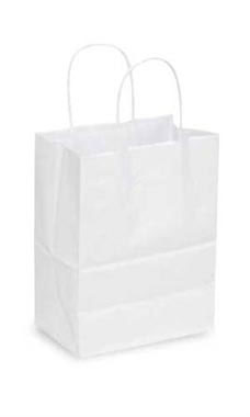 Medium White Kraft Paper Shopping Bags - Case of 25 Medium White Kraft Paper Shopping Bags - Case of 25