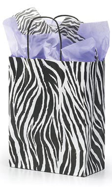 Medium Zebra Skin Paper Shopping Bags - Case of 100