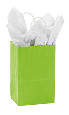 Small Lime Green Paper Shopping Bags - Case of 100 Small Lime Green Paper Shopping Bags - Case of 100