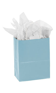Medium Powder Blue Paper Shopping Bags - Case of 100