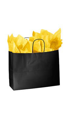Large Glossy Black Paper Shopping Bags - Case of 25