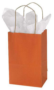 Orange Kraft Paper Shopping Bags - 5 1/4" x 3 1/2" x 8 1/4" Orange Kraft Paper Shopping Bags - 5 1/4" x 3 1/2" x 8 1/4"