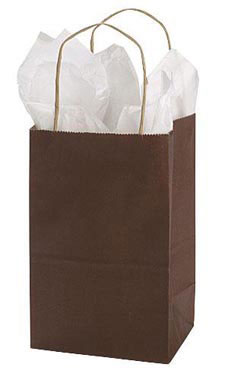 Chocolate Kraft Paper Shopping Bags - 5 1/4" x 3 1/2" x 8 1/4" Chocolate Kraft Paper Shopping Bags - 5 1/4" x 3 1/2" x 8 1/4"