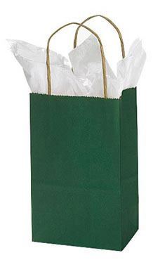 Hunter Green Kraft Paper Shopping Bags - 5 1/4" x 3 1/2" x 8 1/4" Hunter Green Kraft Paper Shopping Bags - 5 1/4" x 3 1/2" x 8 1/4"