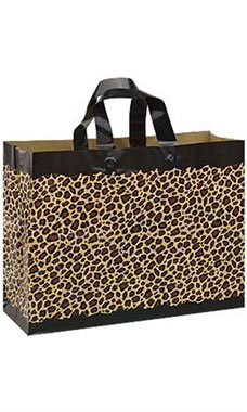 Large Frosted Leopard Print Plastic Bags with Handles Large Frosted Leopard Print Plastic Bags with Handles