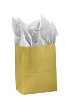 Medium Glossy Gold Paper Shopping Bags - Case of 100 Medium Glossy Gold Paper Shopping Bags - Case of 100