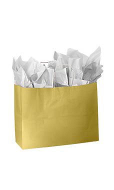 Large Glossy Gold Paper Shopping Bags - Case of 100
