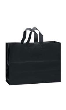 Large Black Frosted Plastic Shopping Bag