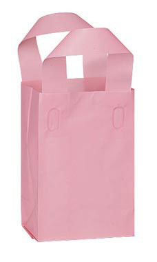 Small Pink Frosted Plastic Shopping Bag