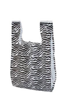 Small Zebra Print Plastic T-Shirt Bags - Case of 1,000 Small Zebra Print Plastic T-Shirt Bags - Case of 1,000