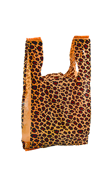 Small Leopard Print Plastic T-Shirt Bags - Case of 1,000 Small Leopard Print Plastic T-Shirt Bags - Case of 1,000
