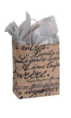 Paris Script Paper Shopping Bag