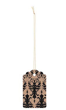 Large Strung Scalloped Distressed Damask Tags