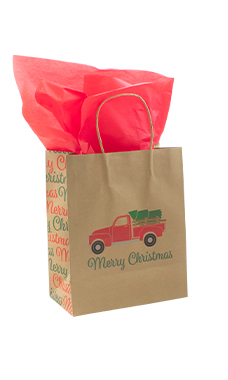 Medium-Christmas-Truck-Paper-Shopping-Bags-Case-of-100-93504 Medium-Christmas-Truck-Paper-Shopping-Bags-Case-of-100-93504