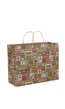 Large - Modern Holiday Paper Shopping Bags - Case of 100