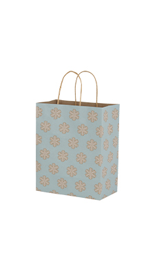 Medium - Blue Snowflake Paper Shopping Bags - Case of 100 Medium - Blue Snowflake Paper Shopping Bags - Case of 100