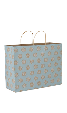 Large - Blue Snowflake Paper Shopping Bags - Case of 100 Large - Blue Snowflake Paper Shopping Bags - Case of 100