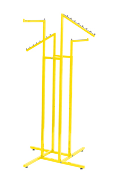 Made to Order Bright Yellow 4-Way Rack with Straight and Slant Arms Made to Order Bright Yellow 4-Way Rack with Straight and Slant Arms