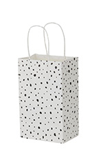 Small - White Modern Dot Paper Shopping Bags - Case of 100