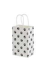 Small - Paw Print Paper Shopping Bags - Case of 100
